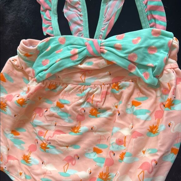 Flamingo Print Baby Swimsuit with Cap - Picture 3 of 5